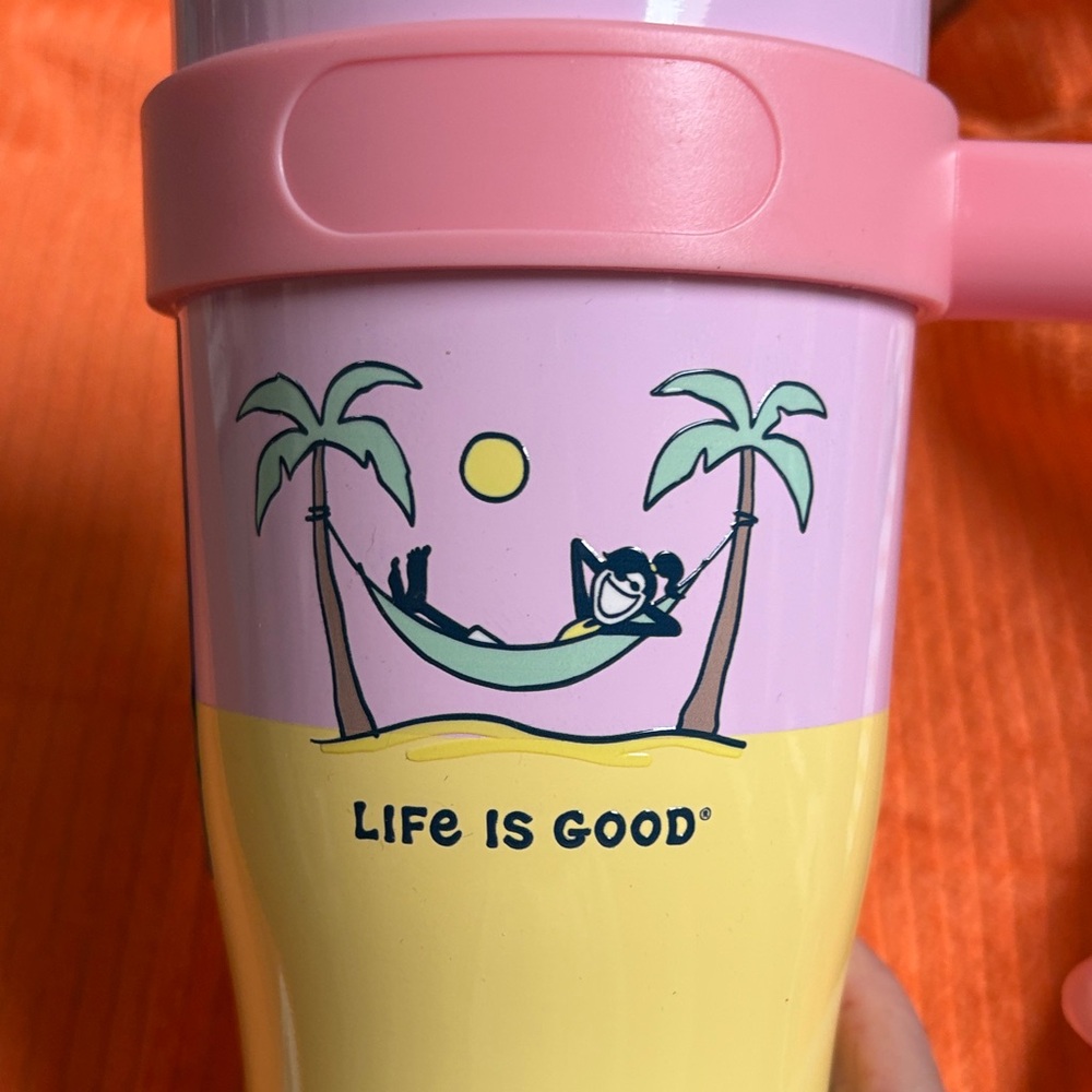 Corkcicle Pink and Yellow life is good Hydrate Tumbler - Picture 3 of 5